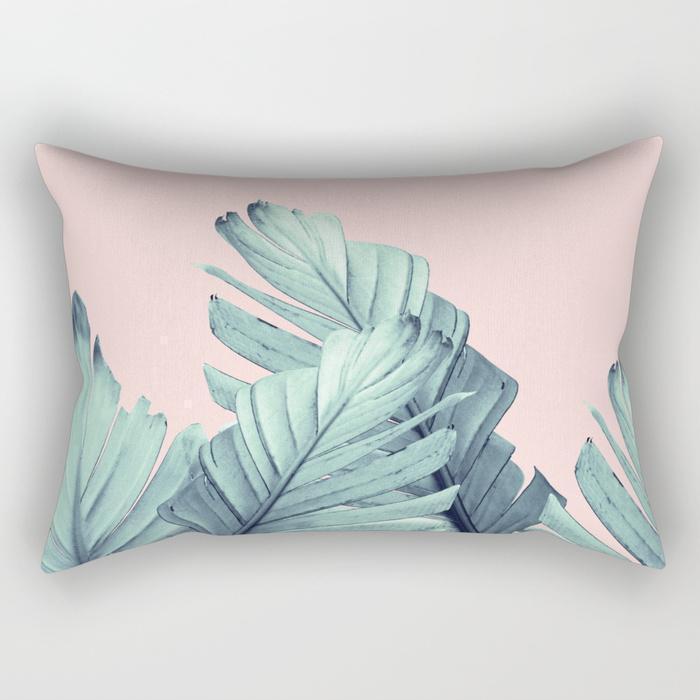 The Pillow pillows Leafs on Baby Pink Rectangle Pillow