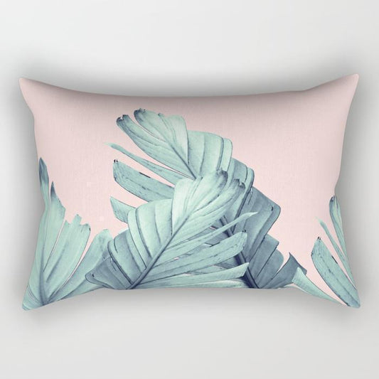 The Pillow pillows Leafs on Baby Pink Rectangle Pillow