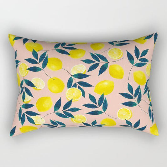 The Pillow pillows Lemon Floral Rectangle Pillow