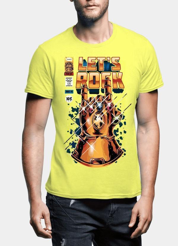 M Nidal Khan T-shirt SMALL / Yellow Lets Rock Half Sleeves T-shirt