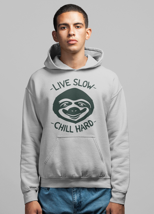 Virgin Teez Pull Over Hoodie Live Slow Chill Hard HOODIE