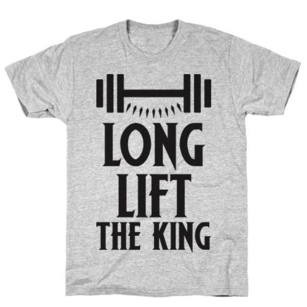 GYM FIT T-SHIRT LONG LIFT THE KING GREY T-SHIRT