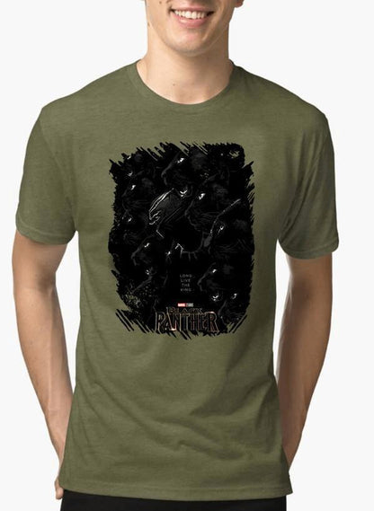 M Nidal Khan T-shirt SMALL / Green Long Live the King Black Panther Half Sleeves Melange T-shirt