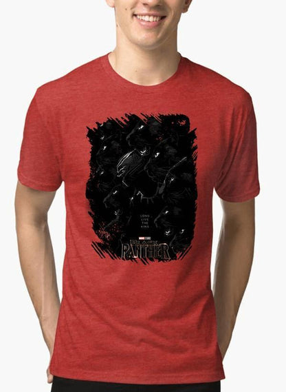 M Nidal Khan T-shirt SMALL / Red Long Live the King Black Panther Half Sleeves Melange T-shirt