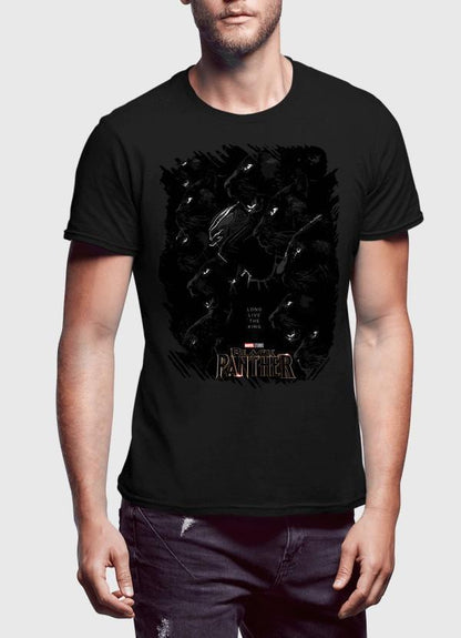 M Nidal Khan T-shirt SMALL / Black Long Live the King Black Panther Half Sleeves T-shirt