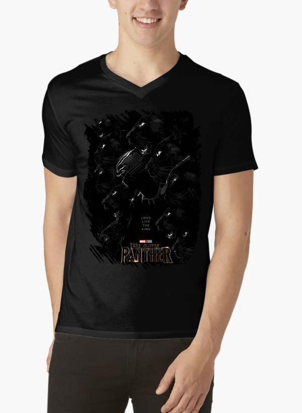 M Nidal Khan T-shirt SMALL / Black Long Live the King Black Panther V-Neck T-shirt