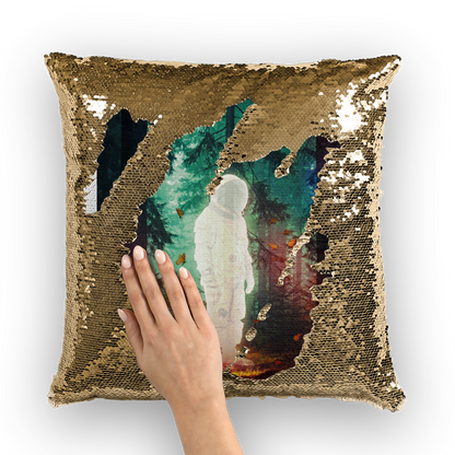 VIRGIN TEEZ Sequin Cover Gold / White Lost Sequin Cushion Cover