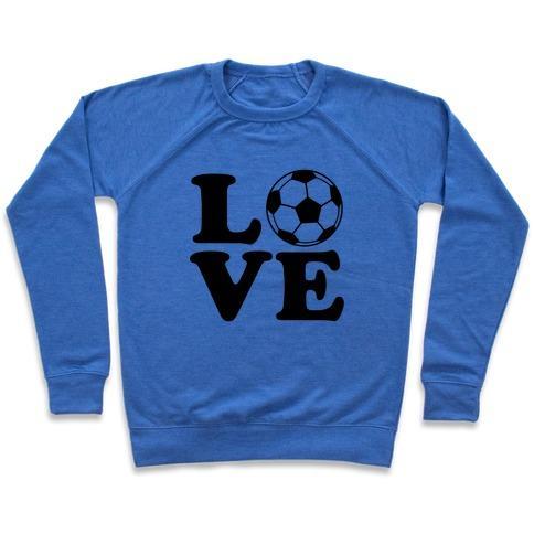 Virgin Teez  Pullover Crewneck Sweatshirt / x-small / Heathered Blue LOVE SOCCER CREWNECK SWEATSHIRT