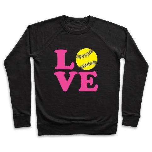 Virgin Teez  Pullover Crewneck Sweatshirt / x-small / Black LOVE SOFTBALL CREWNECK SWEATSHIRT