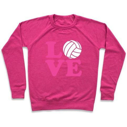 Virgin Teez  Pullover Crewneck Sweatshirt / x-small / Deep Pink LOVE VOLLEYBALL CREWNECK SWEATSHIRT