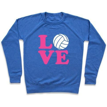 Virgin Teez  Pullover Crewneck Sweatshirt / x-small / Heathered Blue LOVE VOLLEYBALL CREWNECK SWEATSHIRT