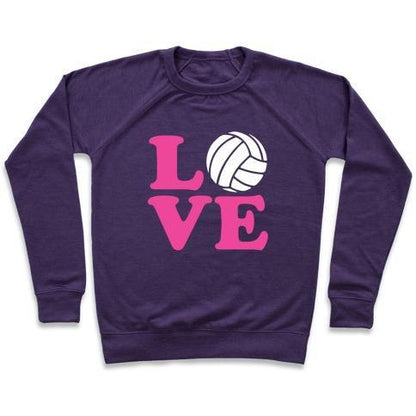 Virgin Teez  Pullover Crewneck Sweatshirt / x-small / Purple LOVE VOLLEYBALL CREWNECK SWEATSHIRT