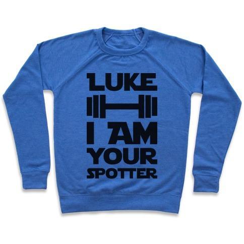 Virgin Teez  Pullover Crewneck Sweatshirt / x-small / Heathered Blue LUKE I AM YOUR SPOTTER CREWNECK SWEATSHIRT