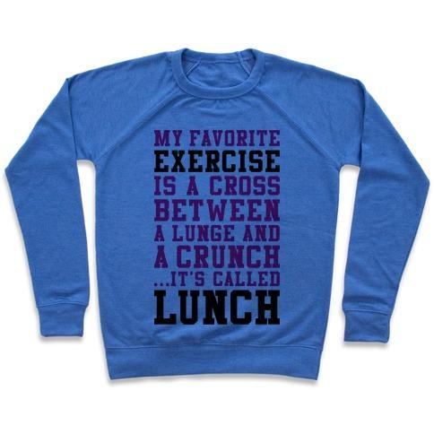 Virgin Teez  Pullover Crewneck Sweatshirt / x-small / Heathered Blue LUNGE CRUNCH LUNCH CREWNECK SWEATSHIRT