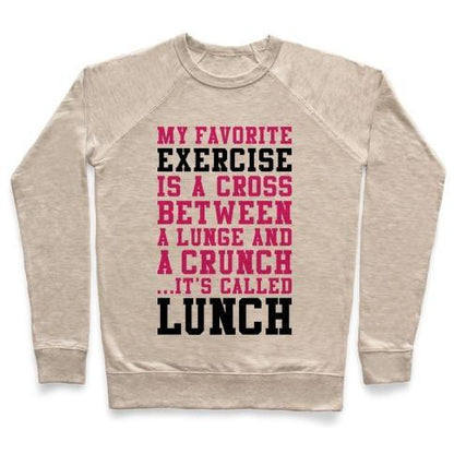 Virgin Teez  Pullover Crewneck Sweatshirt / x-small / Heathered Oatmeal LUNGE CRUNCH LUNCH CREWNECK SWEATSHIRT