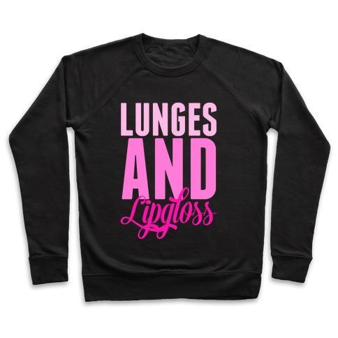 Virgin Teez  Pullover Crewneck Sweatshirt / x-small / Black LUNGES AND LIPGLOSS CREWNECK SWEATSHIRT