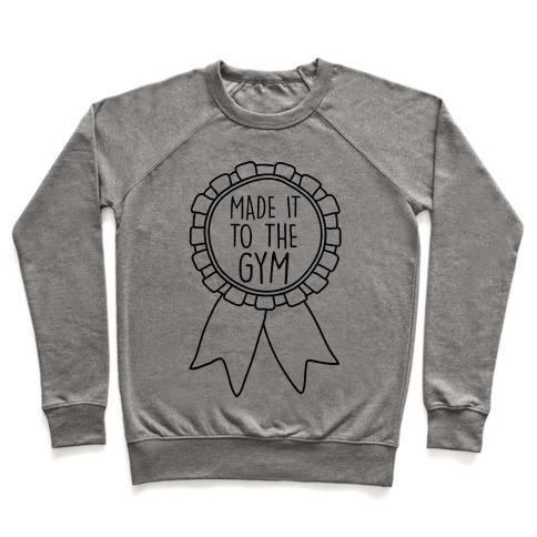 Virgin Teez  Pullover Crewneck Sweatshirt / x-small / Heathered Gray MADE IT TO THE GYM AWARD RIBBON CREWNECK SWEATSHIRT