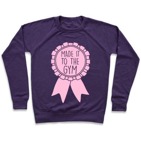 Virgin Teez  Pullover Crewneck Sweatshirt / x-small / Purple MADE IT TO THE GYM AWARD RIBBON CREWNECK SWEATSHIRT