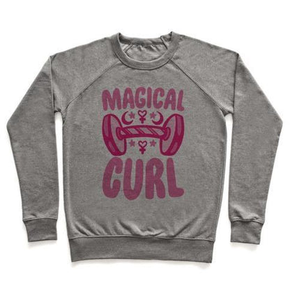 Virgin Teez  Pullover Crewneck Sweatshirt / x-small / Heathered Gray MAGICAL CURL PARODY CREWNECK SWEATSHIRT