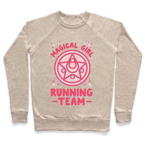 Virgin Teez  Pullover Crewneck Sweatshirt / x-small / Heathered Oatmeal MAGICAL GIRL RUNNING TEAM CREWNECK SWEATSHIRT