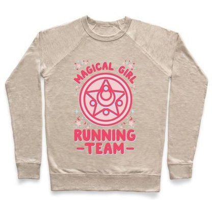 Virgin Teez  Pullover Crewneck Sweatshirt / x-small / Heathered Oatmeal MAGICAL GIRL RUNNING TEAM CREWNECK SWEATSHIRT