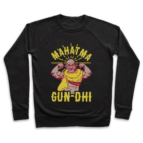 Virgin Teez  Pullover Crewneck Sweatshirt / x-small / Black MAHATMA GUN-DHI CREWNECK SWEATSHIRT