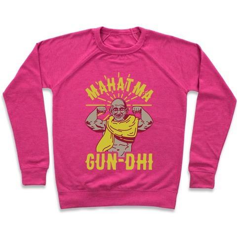 Virgin Teez  Pullover Crewneck Sweatshirt / x-small / Deep Pink MAHATMA GUN-DHI CREWNECK SWEATSHIRT