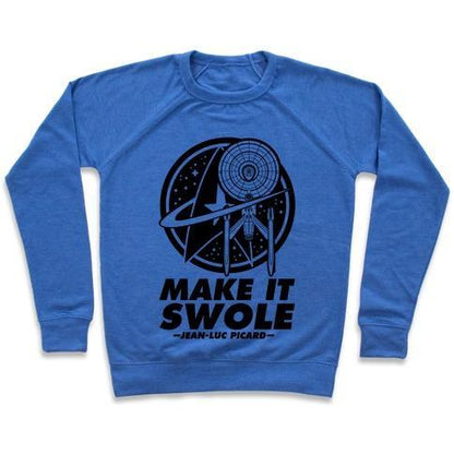 Virgin Teez  Pullover Crewneck Sweatshirt / x-small / Heathered Blue MAKE IT SWOLE CREWNECK SWEATSHIRT