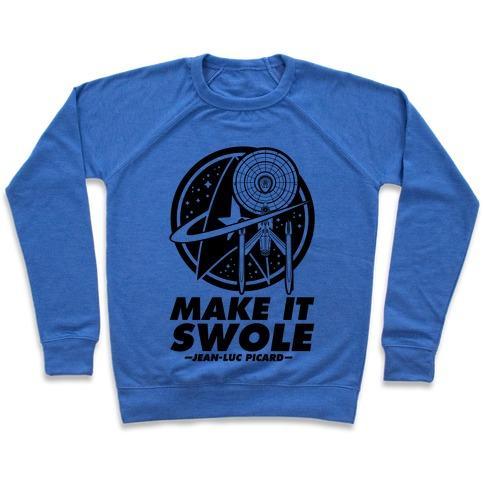 Virgin Teez  Pullover Crewneck Sweatshirt / x-small / Heathered Blue MAKE IT SWOLE CREWNECK SWEATSHIRT