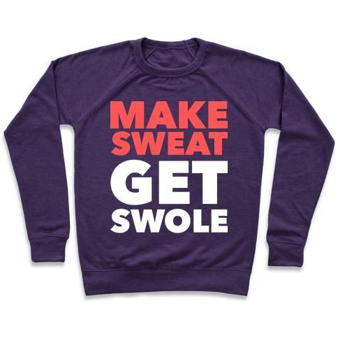 Virgin Teez  Pullover Crewneck Sweatshirt / x-small / Purple MAKE SWEAT GET SWOLE CREWNECK SWEATSHIRT