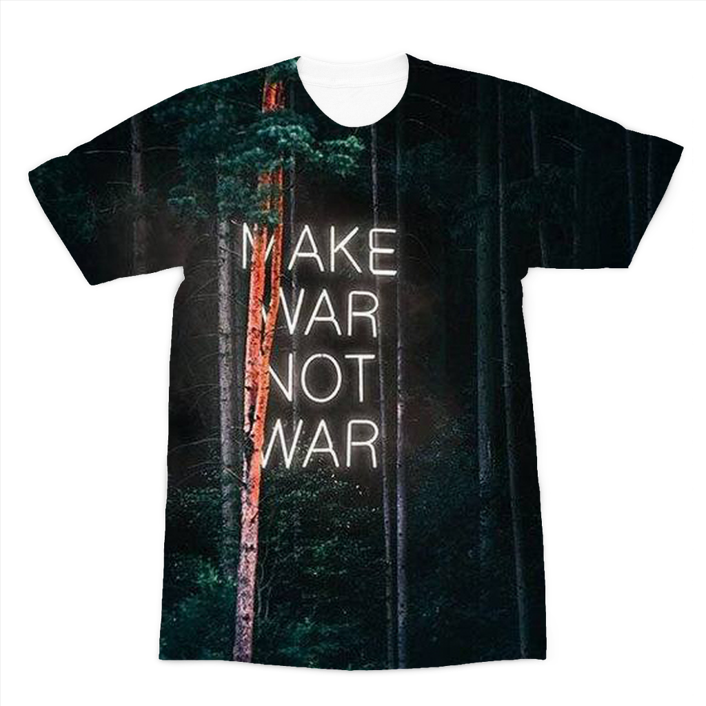 VIRGIN TEEZ Sublimation Men T-Shirt XS Make War not War Premium Sublimation Adult T-Shirt