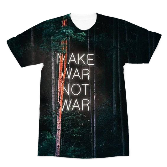 VIRGIN TEEZ Sublimation Men T-Shirt XS Make War not War Premium Sublimation Adult T-Shirt