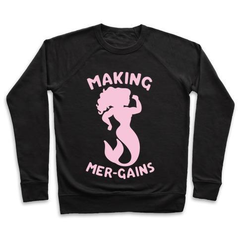 Virgin Teez  Pullover Crewneck Sweatshirt / x-small / Black MAKING MER-GAINS CREWNECK SWEATSHIRT