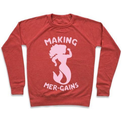 Virgin Teez  Pullover Crewneck Sweatshirt / x-small / Heathered Red MAKING MER-GAINS CREWNECK SWEATSHIRT