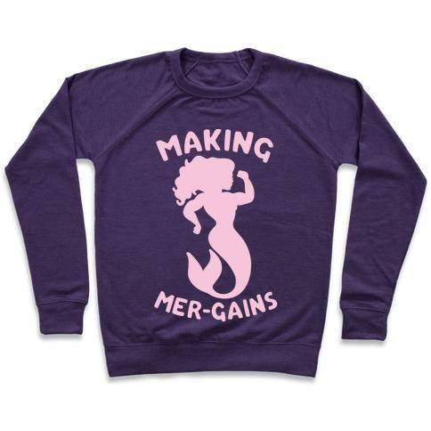 Virgin Teez  Pullover Crewneck Sweatshirt / x-small / Purple MAKING MER-GAINS CREWNECK SWEATSHIRT