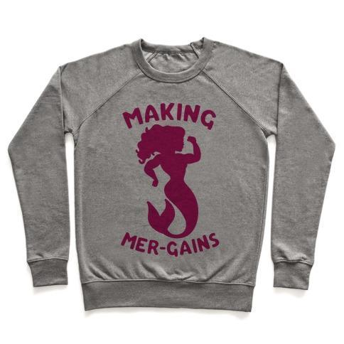 Virgin Teez  Pullover Crewneck Sweatshirt / x-small / Heathered Gray MAKING MER-GAINS CREWNECK SWEATSHIRT