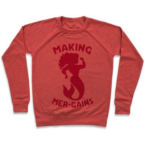 Virgin Teez  Pullover Crewneck Sweatshirt / x-small / Heathered Red MAKING MER-GAINS CREWNECK SWEATSHIRT