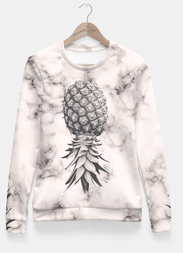 Sadaf Hamid Sweat Shirt Marble Texture Seamless Pattern Pineapple 052 Fitted Waist Sweater