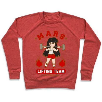 Virgin Teez  Pullover Crewneck Sweatshirt / x-small / Heathered Red MARS LIFTING TEAM CREWNECK SWEATSHIRT