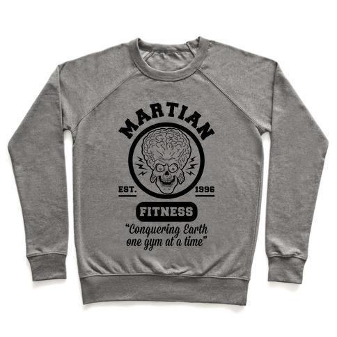 Virgin Teez  Pullover Crewneck Sweatshirt / x-small / Heathered Gray MARTIAN FITNESS CREWNECK SWEATSHIRT