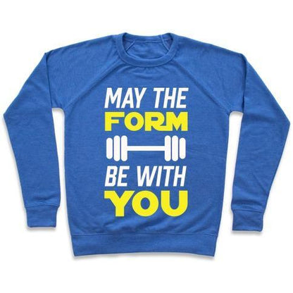 Virgin Teez  Pullover Crewneck Sweatshirt / x-small / Heathered Blue MAY THE FORM BE WITH YOU CREWNECK SWEATSHIRT