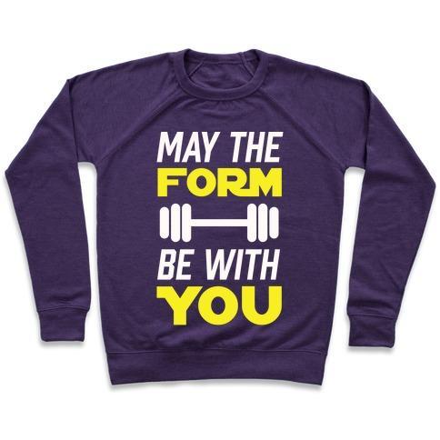 Virgin Teez  Pullover Crewneck Sweatshirt / x-small / Purple MAY THE FORM BE WITH YOU CREWNECK SWEATSHIRT