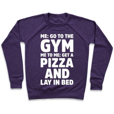 Virgin Teez  Pullover Crewneck Sweatshirt / x-small / Purple ME TO ME GO THE GYM WHITE PRINT CREWNECK SWEATSHIRT