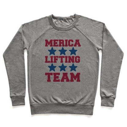 Virgin Teez  Pullover Crewneck Sweatshirt / x-small / Heathered Gray MERICA LIFTING TEAM CREWNECK SWEATSHIRT