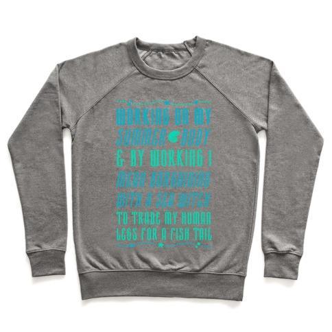 Virgin Teez  Pullover Crewneck Sweatshirt / x-small / Heathered Gray MERMAID SUMMER BODY CREWNECK SWEATSHIRT