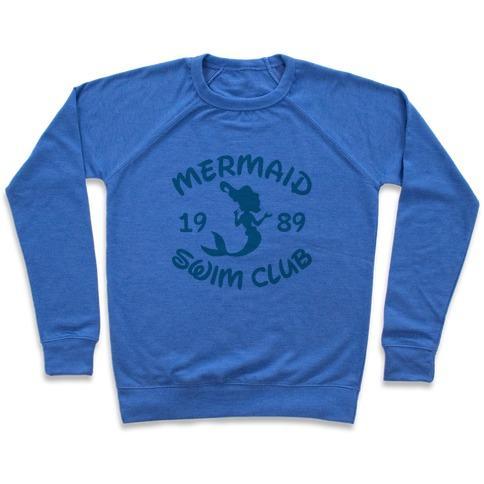 Virgin Teez  Pullover Crewneck Sweatshirt / x-small / Heathered Blue MERMAID SWIM CLUB CREWNECK SWEATSHIRT