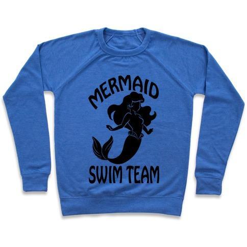 Virgin Teez  Pullover Crewneck Sweatshirt / x-small / Heathered Blue MERMAID SWIM TEAM CREWNECK SWEATSHIRT