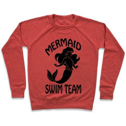 Virgin Teez  Pullover Crewneck Sweatshirt / x-small / Heathered Red MERMAID SWIM TEAM CREWNECK SWEATSHIRT