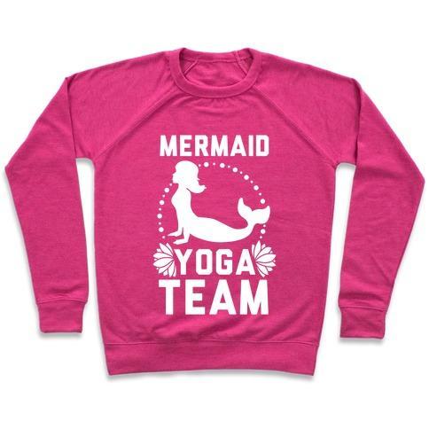 Virgin Teez  Pullover Crewneck Sweatshirt / x-small / Deep Pink MERMAID YOGA TEAM CREWNECK SWEATSHIRT