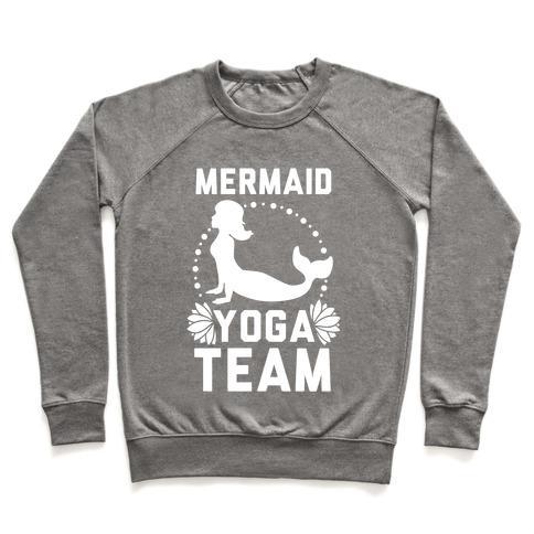 Virgin Teez  Pullover Crewneck Sweatshirt / x-small / Heathered Gray MERMAID YOGA TEAM CREWNECK SWEATSHIRT